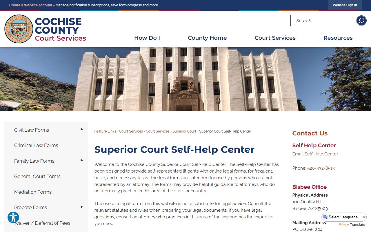 Cochise County Superior Court Self-Help Center