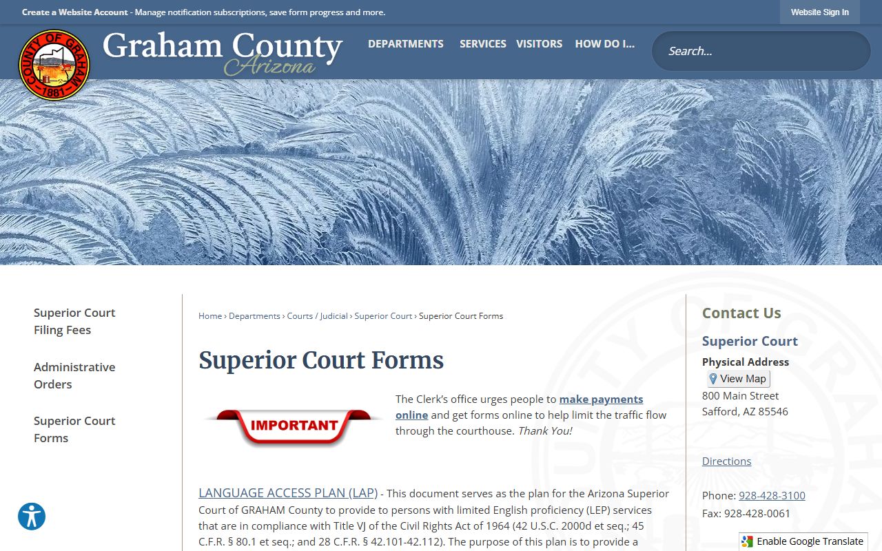 Graham County Superior Court forms access