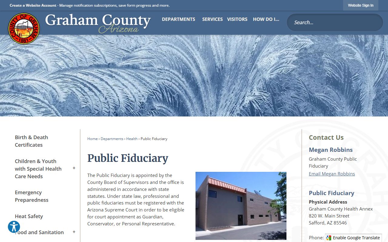 Graham County Public Fiduciary office information