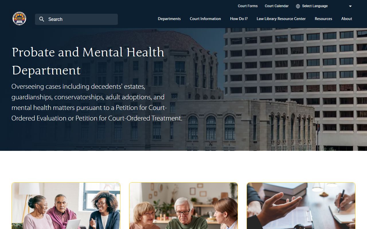 Maricopa County Superior Court Probate and Mental Health Department main page