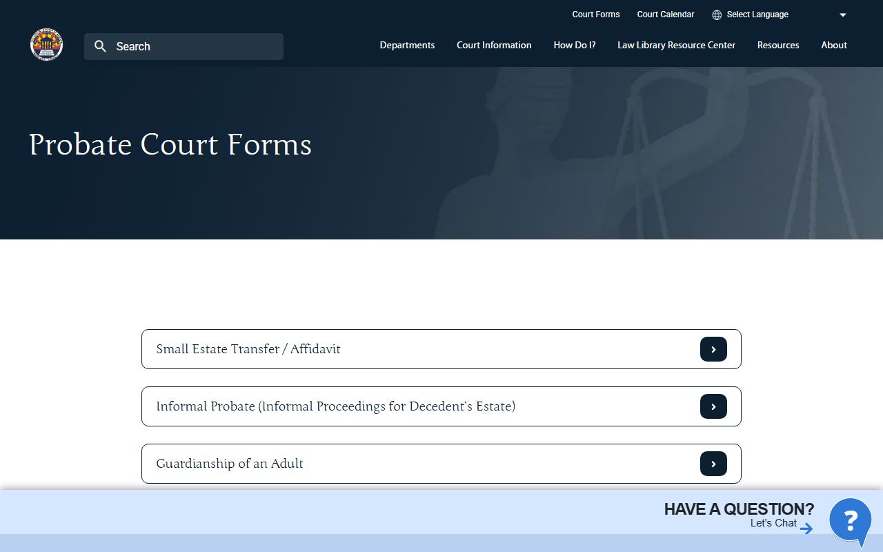 Maricopa County probate court forms directory