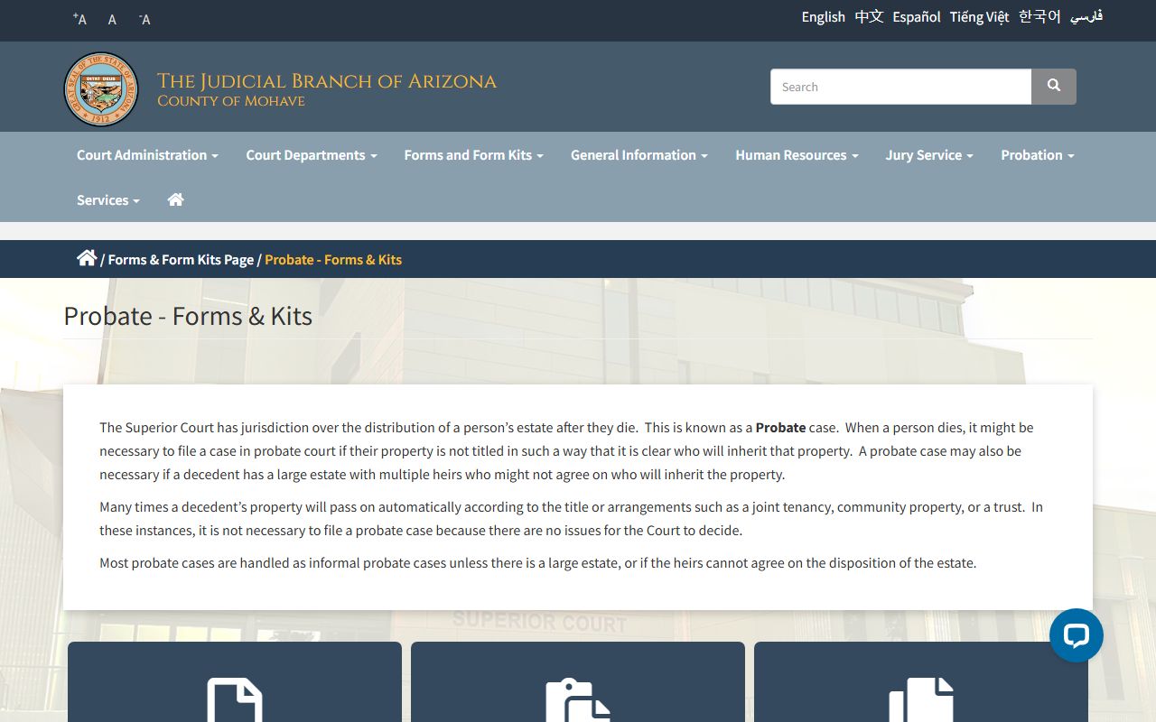 Mohave County probate forms and form kits