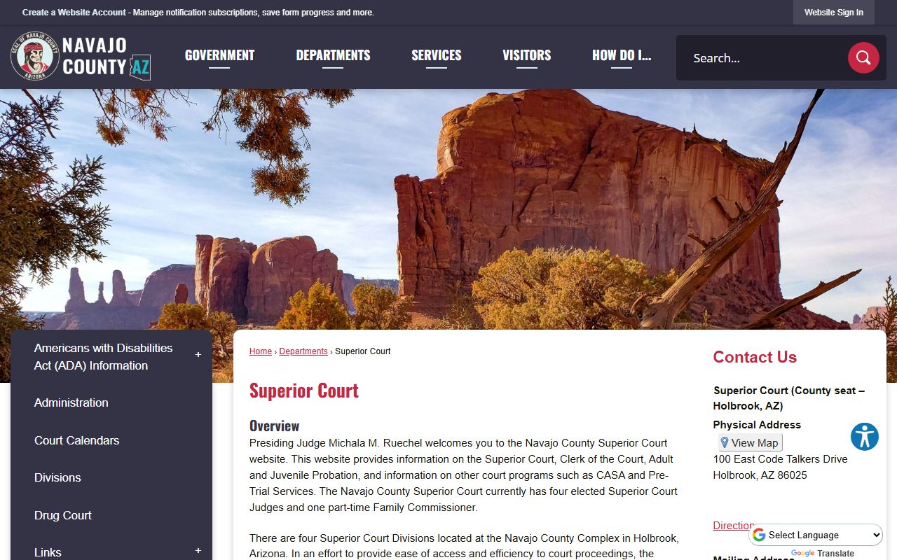 Navajo County Superior Court information