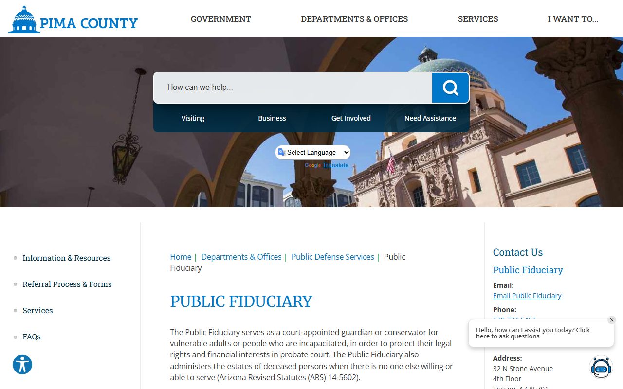 Pima County Public Fiduciary office information