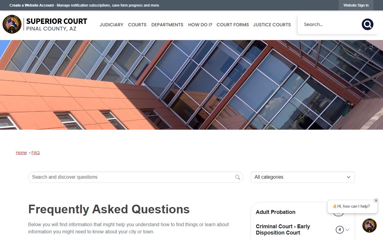 Pinal County Superior Court frequently asked questions
